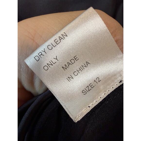 Tadashi Skirt 12 Shiny Satin Black Pencil Knee Length Stretch Classic Party - Picture 4 of 6